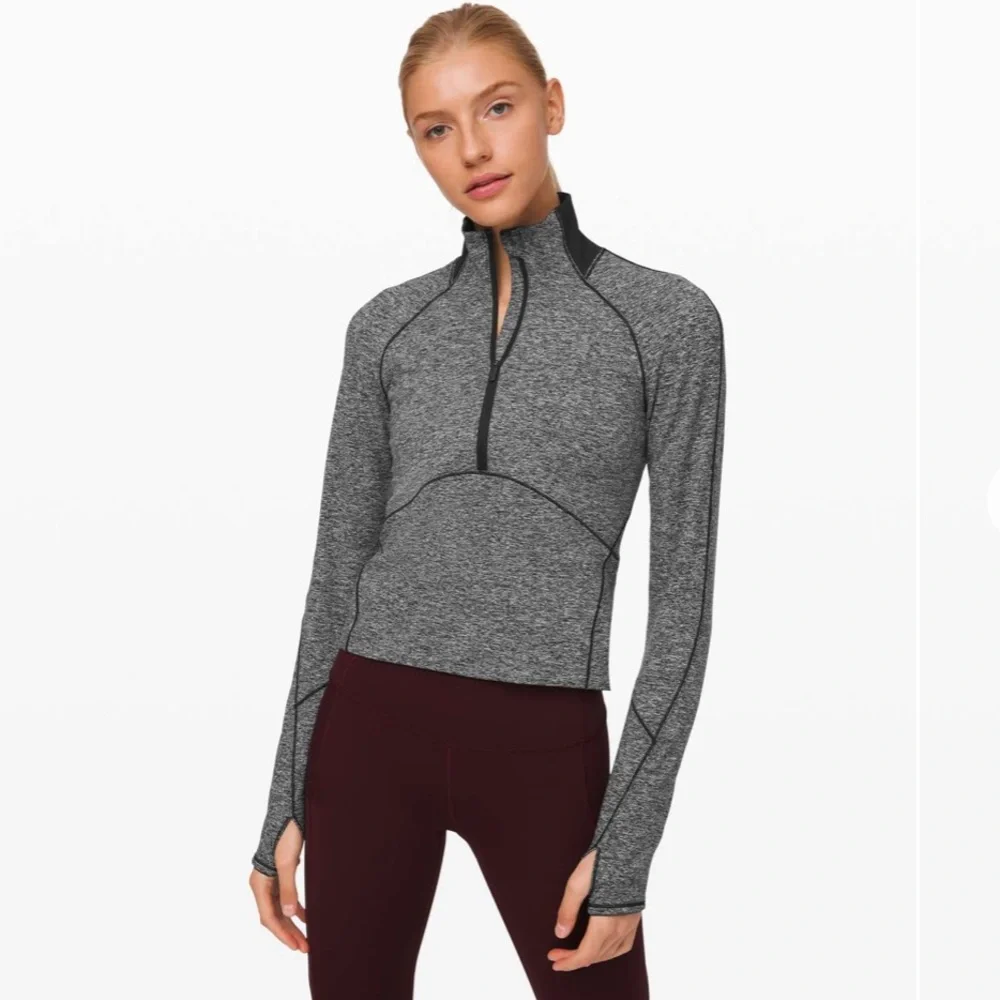 Lululemon Always Alert 1/2 Zip - Heathered Black - Size 6 - Picture 10 of 15